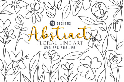 Abstract Floral Line Clipart Bundle
