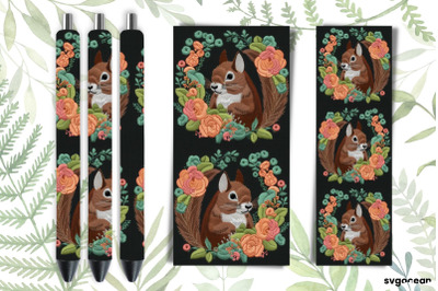 Embroidery Squirrel Pen Wraps | Sublimation