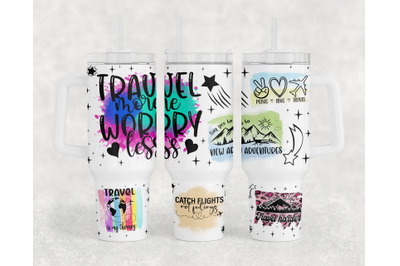 Travel Quotes 40oz Tumbler Wrap, Travel Sayings 40oz Quencher Tumbler