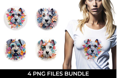 3D Floral Fantasy Schnauzer T-Shirt Sublimation PNG Bundle Free For Co