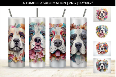 3d Floral Fantasy Saint Bernard Tumbler Wrap Sublimation PNG Bundle