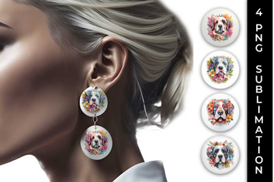 3D Floral Fantasy Saint Bernard Earrings Sublimation PNG Bundle