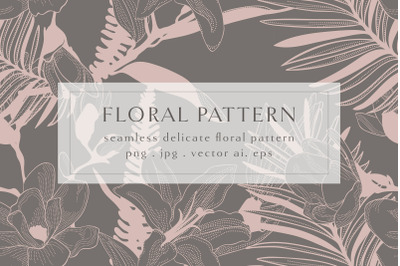 Colorful Floral Seamless Background Pattern Delicate with Lily Flowers