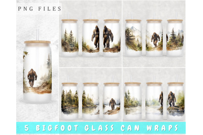Bigfoot Libbey Glass Can Wraps, Yeti 16oz Glass Can Sublimation Design