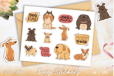 Funny cartoon purebred dogs PNG | Dog Lover Stickers