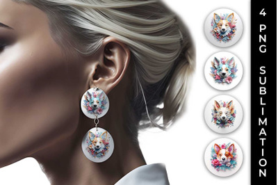 3D Floral Fantasy Corgi Earrings Sublimation PNG Bundle Free For Comme