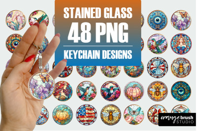 Stained Glass Round Keychain Sublimation Bundle