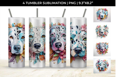 3d Floral Fantasy Dalmatian Tumbler Wrap Sublimation PNG Bundle