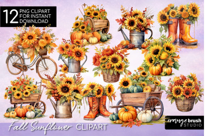 Fall Sunflower Sublimation Designs&2C; Autumn Clipart