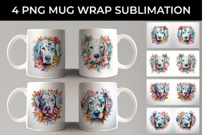 3D Floral Fantasy Dalmatian Mug Sublimation PNG Bundle