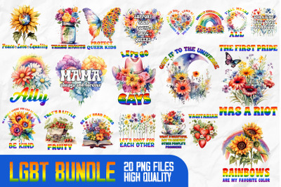 LGBT Colorful Flowers Bundle Design