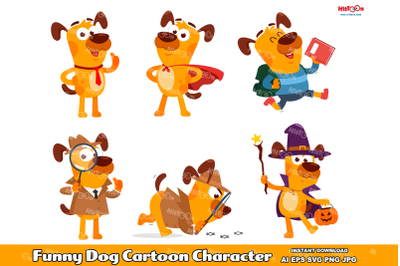 Funny Dog Cartoon Mascot Character Flat Design 1