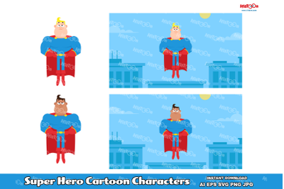 Super Hero Characters. Clip Art Vector Illustrations