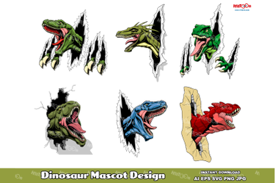 Dinosaurs Mascot Graphic. Clip Art Vector Illustrations