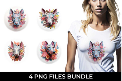 3D Floral Fantasy Doberman T-Shirt Sublimation PNG Bundle