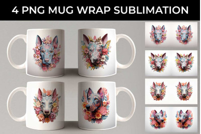 3D Floral Fantasy Doberman Mug Sublimation PNG Bundle