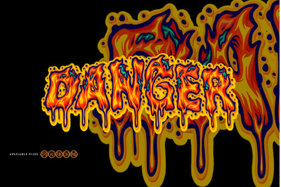 Danger word lettering with evil letters