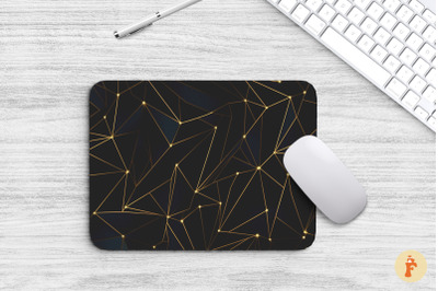 Golden Line Art Black Backdrop Mouse Pad