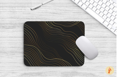 Wavy Golden Line Art Mouse Pad