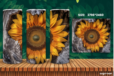 Sunflower on Bark Tumbler Wrap | 20 Oz | Sublimation