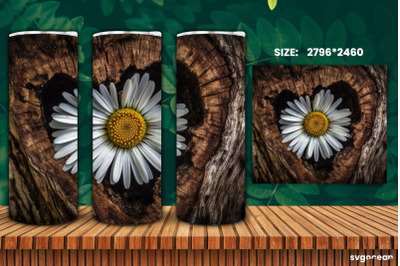 Chamomile on Bark Tumbler Wrap | 20 Oz | Sublimation