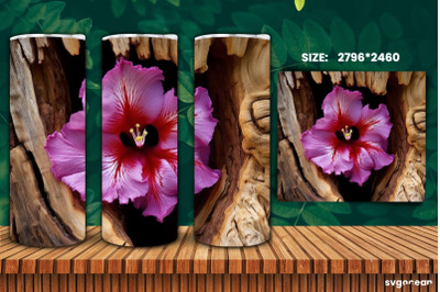 Hibiscus on Bark Tumbler Wrap | 20 Oz | Sublimation