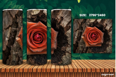 Rose on Bark Tumbler Wrap | 20 Oz | Sublimation