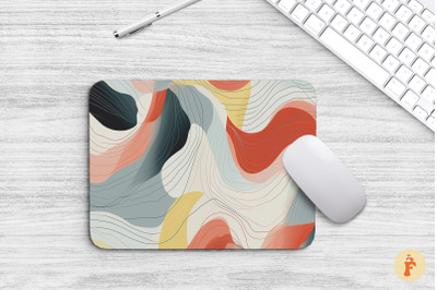 Abstract Wavy Line Art Mouse Pad