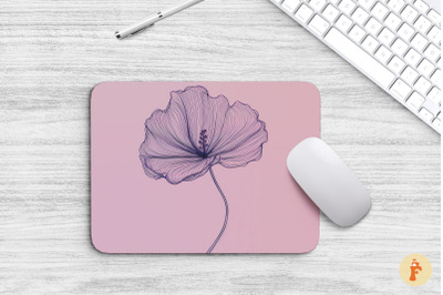 One Line Art Flower Mouse Pad