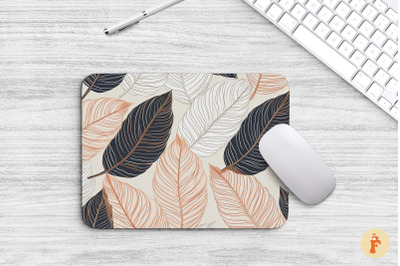 Leaf Line Art Neutral Color Mouse Pad