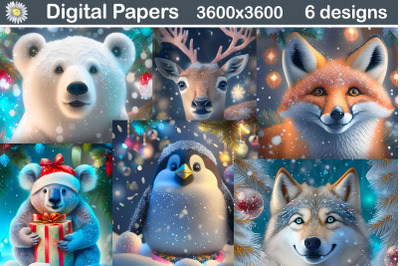 Christmas Animals Background | Winter Animals Illustration&nbsp;