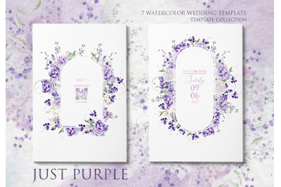 7 Watercolor Wedding Template Purple