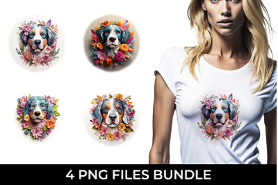 3D Floral Fantasy Bernese Mountain T-Shirt Sublimation PNG Bundle