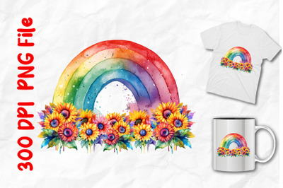 Sunflowers And Rainbow