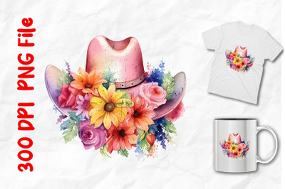 Pink Cowboy Hat With Wild Flowers