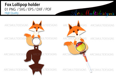 Fox animal lollipop holder svg