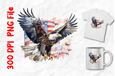 Bald Eagle And USA Flag