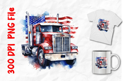 Truck And USA Flag