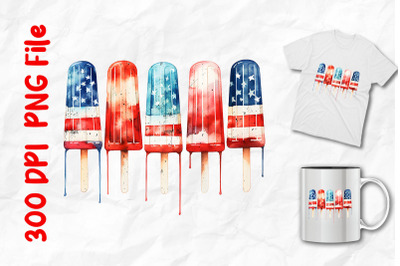 USA Flag Pattern Popsicles