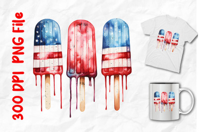 Dripping USA Flag Popsicles