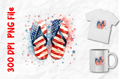 USA Flag Pattern Flip-flops