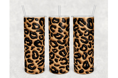 3D Inflated Leopard Skin Tumbler Wrap, 20oz Skinny Tumbler Sublimation