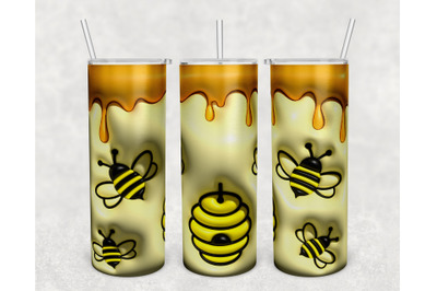 3D Inflated Bees Tumbler Wrap, 20oz Skinny Tumbler Sublimation Design