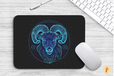 Aries Zodiac Sign Line Art Mouse Pad