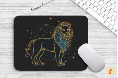 Leo Zodiac Sign Line Art Mouse Pad