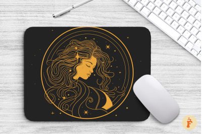 Virgo Zodiac Sign Line Art Mouse Pad