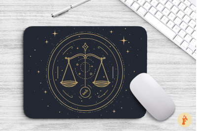 Libra Zodiac Sign Line Art Mouse Pad