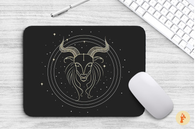 Capricorn Zodiac Sign Line Art Mouse Pad