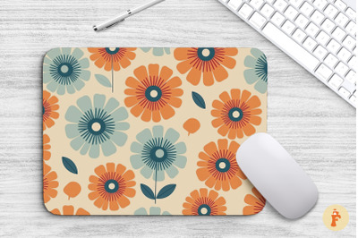 Groovy Retro Flower Mouse Pad