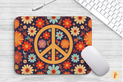 Hippie Peace Symbol And Flower Mouse Pad